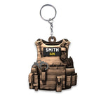 Acrylic Tactical Vest Police Cap Keychain Bold Yellow 226 Design 15
