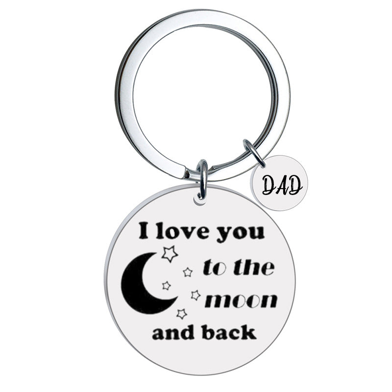 Stainless Steel Star Moon I Love You Inspirational Keychain 7