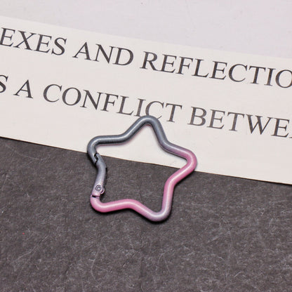 Alloy Gradient Pearlescent Star Trigger Spring Keyrings 4pcs 43mm 7