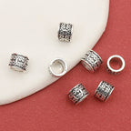 Tube Metal Beads 8mm Ethnic Pattern Antique Silver Tone 100pcs 6