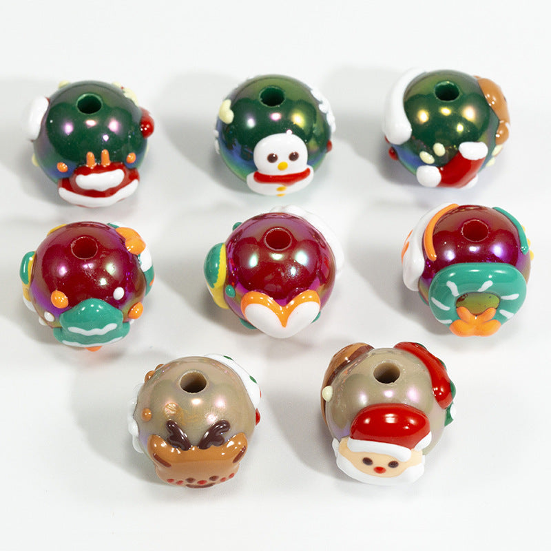 Hand Painted Christmas Socks Acrylic Beads 16.7*15mm Colorful 10pcs 6