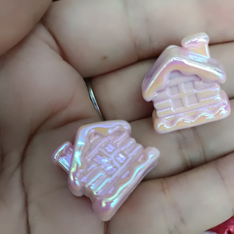 Glow In The Dark Cottage Acrylic Beads 21mm Iridescent Plated 50pcs 3