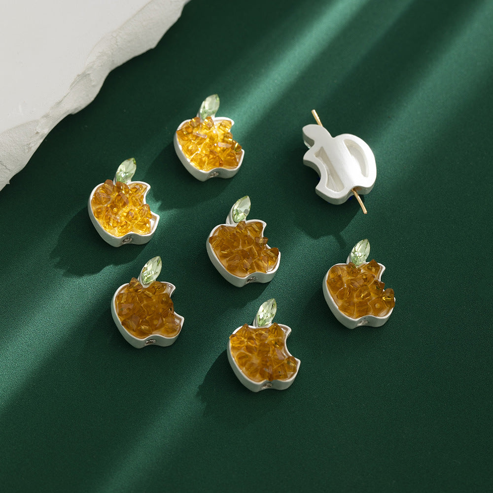 Apple Rhinestone Beads 17mm Colorful Pave Alloy 10pcs 7