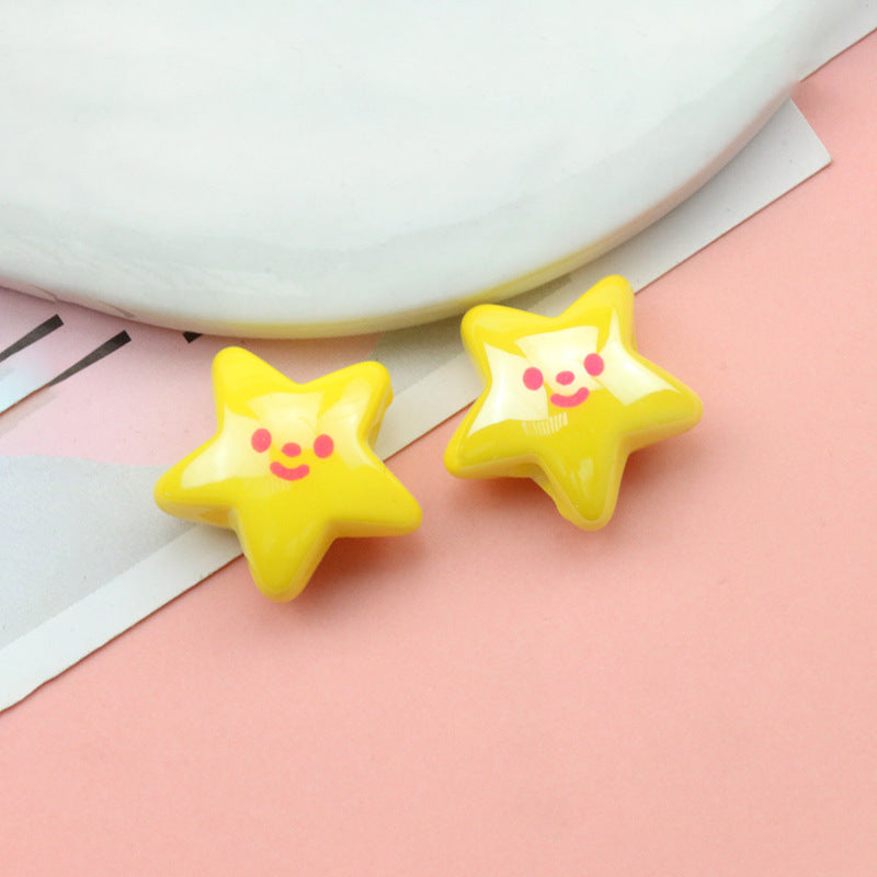 Hand Painted Bear Rabbit Star Acrylic Beads 17-20mm Single Piece 10