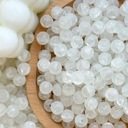 Frosted Round Glass Beads 10mm Jade Crushed Texture 30pcs 13