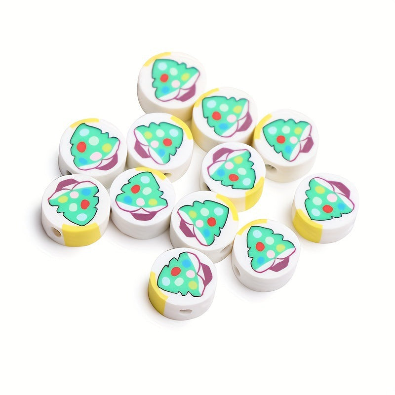 Christmas Flat Clay Beads 10mm Festive Icons Mixed Colors 100pcs 2