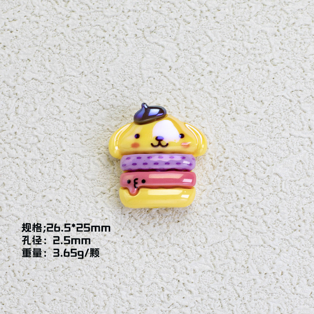 Sanrio Series Burger Resin Beads Glossy Pastel Colors 20pcs 10