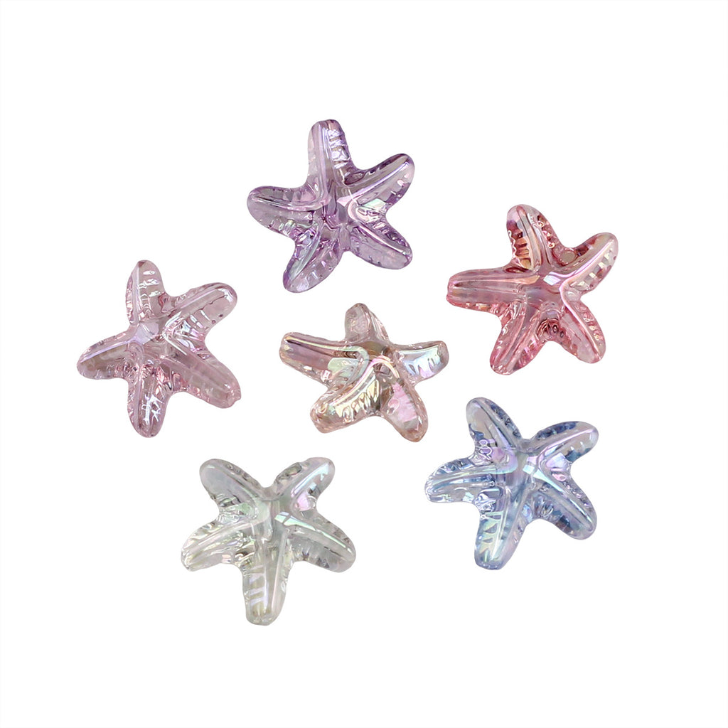 Plating Transparent Starfish Acrylic Beads 19mm Assorted Colors 100pcs 5