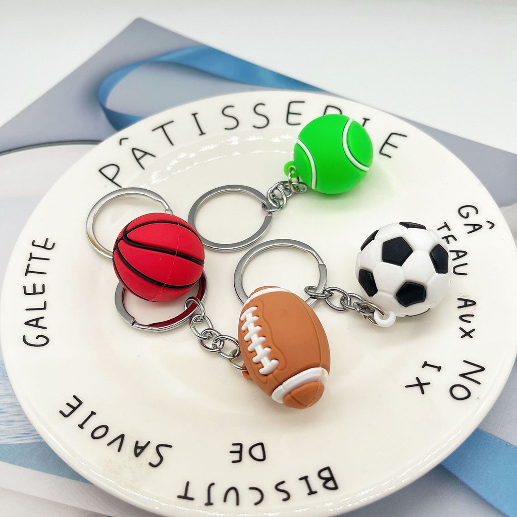 PVC Sports Ball Keychain Creative Simulation Football Basketball Tennis Rugby 2