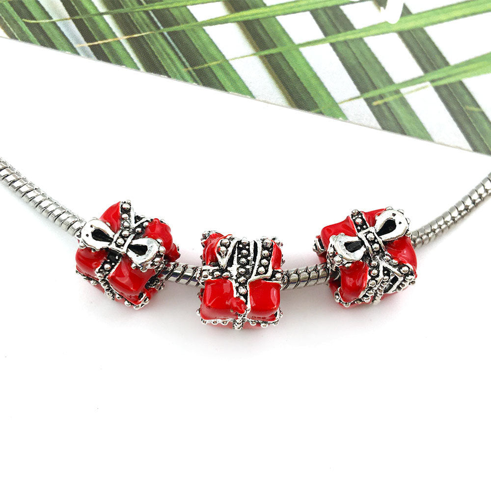 Christmas Series Colorful Enamel Metal Beads Large Hole 1pc 9