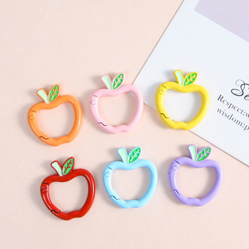 Zinc Alloy Apple Shape Trigger Spring Key Rings 3cm 6pcs 4