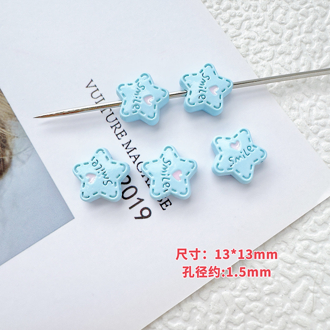 Star and Strawberry Heart Metal Beads Glossy Painted Colorful 10pcs 8