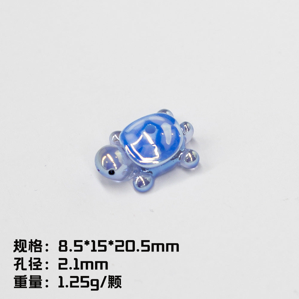 Glow In The Dark 3D Turtle Resin Beads 20mm Colorful Glossy 10pcs 7