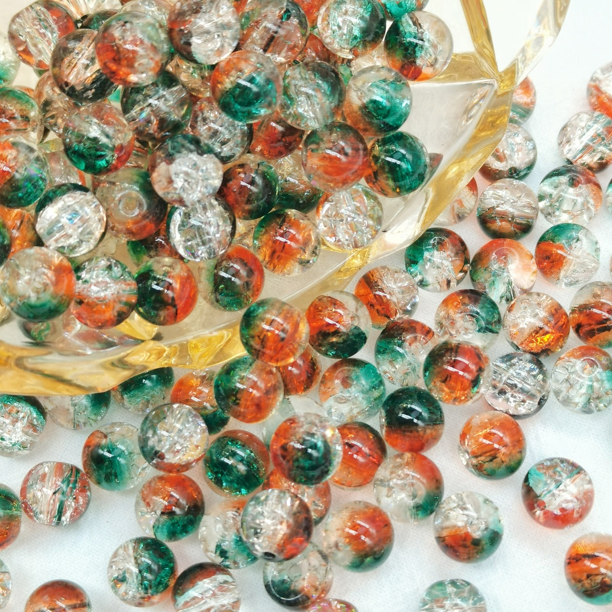 Crackle Glass Beads Round 10mm Transparent Mixed Colors 50pcs 53