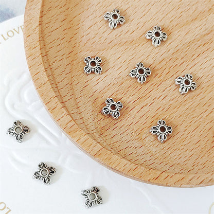 Alloy Four Petal Flower Bead Caps 7mm Tibetan Style 100pcs 3