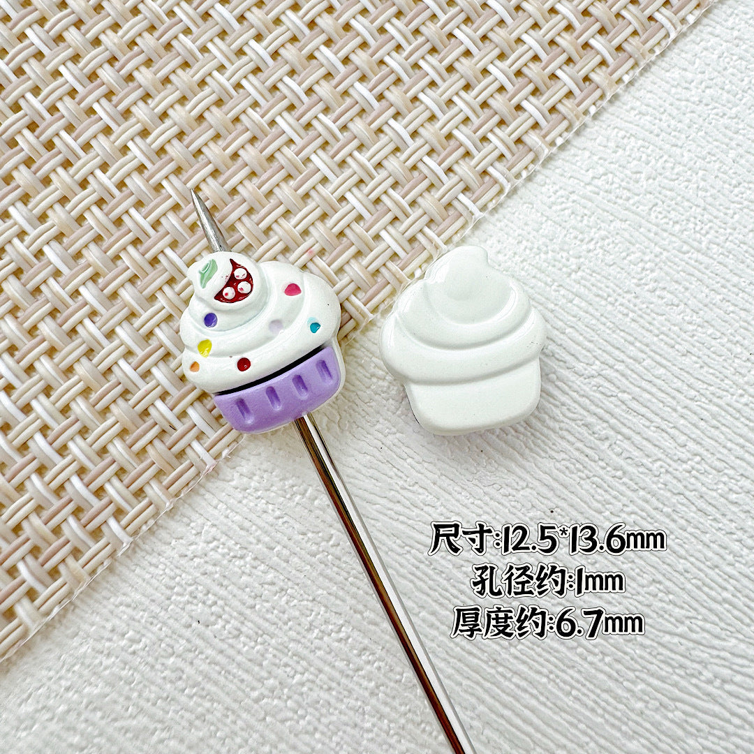 Baking Painted Watermelon and Cake Metal Beads 16mm Colorful 10pcs 15
