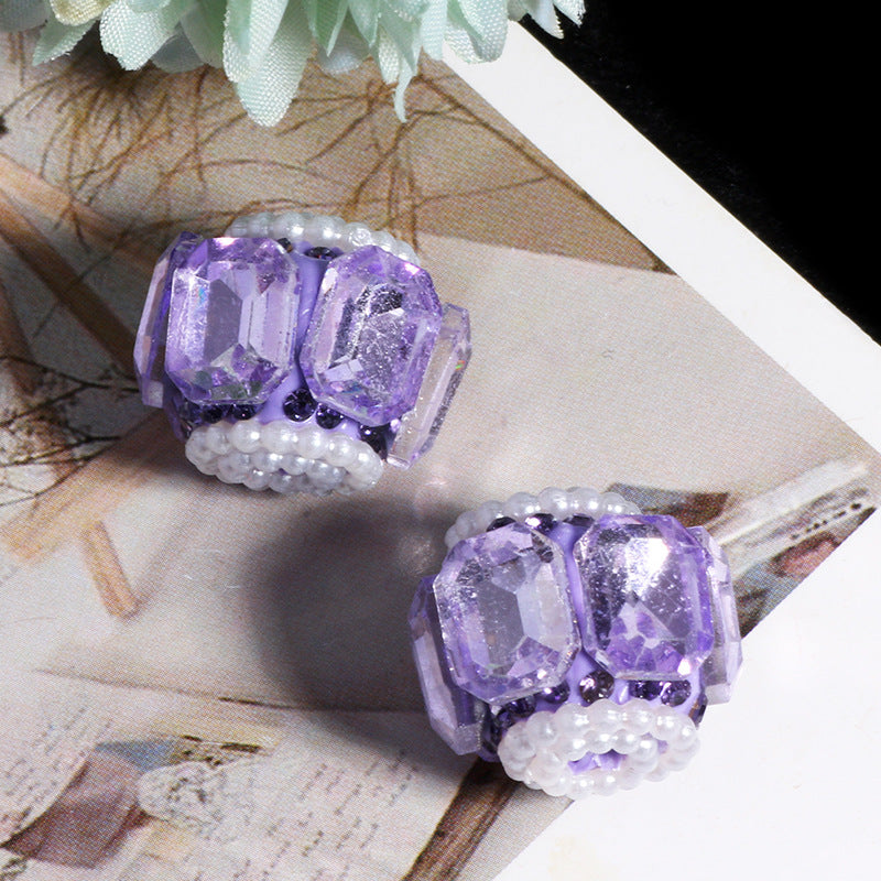 Faceted Crystal Barrel Rhinestone Beads 19mm Polymer Clay Base 5pcs 14