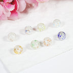 Lampwork Glass Beads Round 10-12mm Transparent Silver Foil Floral 10pcs 2