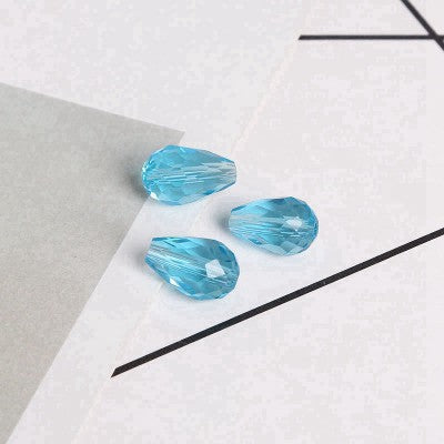Faceted Teardrop Glass Beads 8x11mm Transparent Mixed Colors 10pcs 10