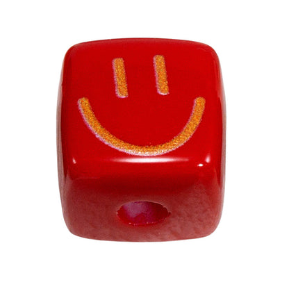 Colorful Smiling Face Acrylic Square Beads 14mm 10pcs 9