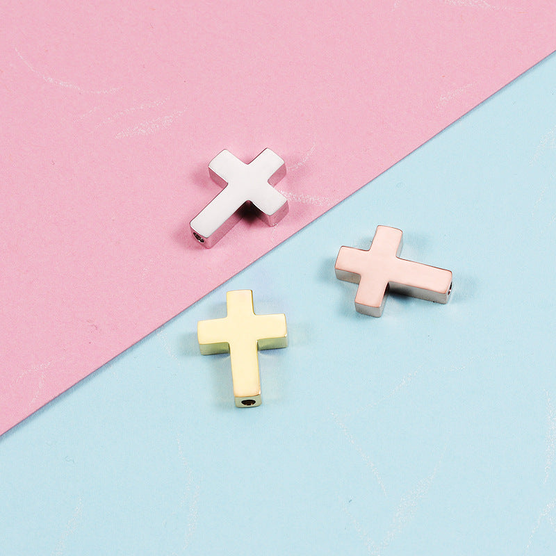 Stainless Steel Cross Metal Beads 13mm Polished Mirror Surface 10pcs
