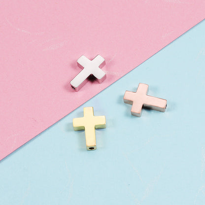 Stainless Steel Cross Metal Beads 13mm Polished Mirror Surface 10pcs