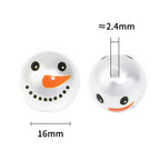 Pearl Printed Snowman Acrylic Beads 16mm Glossy ABS Plastic 50pcs 3