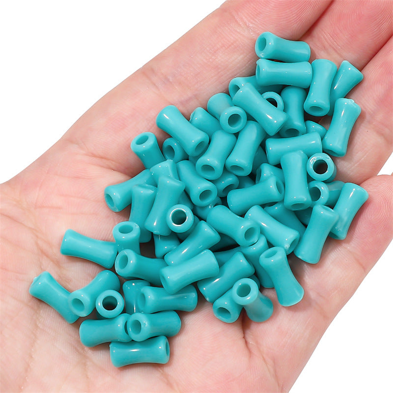 Painted Bamboo Joint Acrylic Beads 5x11mm Glossy Colorful 50pcs 10