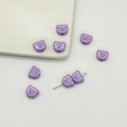 Teddy Bear Metal Beads 10mm Glossy Painted Alloy 10pcs 16