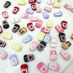 Baking Painted Metal Beads 14mm Milk Tea Mini Cup Design 10pcs 3