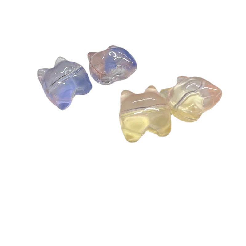 Transparent Corgi Butt Glass Beads 13mm Colorful Glossy 100pcs 5