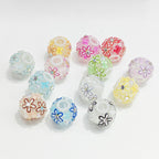 Floral Bubblegum Beads 20mm Matte White with Colorful Flowers 15pcs 2