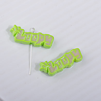 Painted Loopy Acrylic Beads 12x33.6mm Double Color Small Beaver Plate 10pcs 11