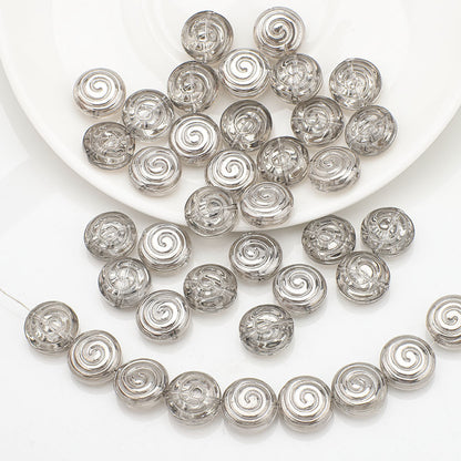 Electroplated Flat Spiral Glass Beads 12mm Metallic Iridescent 30pcs 15