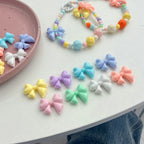 Hand Painted Balloon Bow Acrylic Beads 33mm Solid Color 10pcs