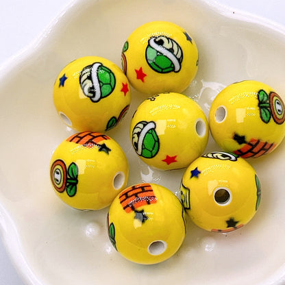 Painted Round Acrylic Beads 16mm Mario Baking Theme 100pcs 6