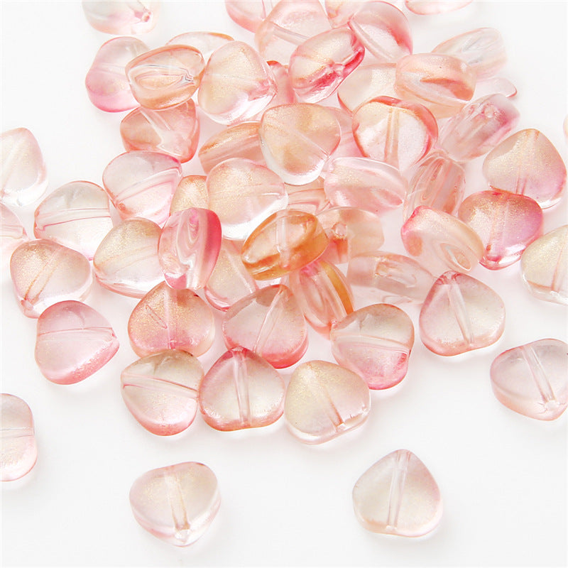 Heart Shape Glass Beads 8mm Frosted Iridescent Pastel 20pcs 11