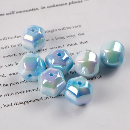 Plating Hexagonal Acrylic Beads 15.8mm Cloud Gradient Color 50pcs 7