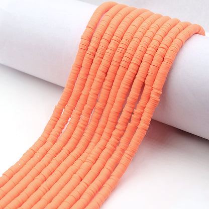 Flat Clay Beads 6mm Solid Color Smooth Polymer Disc 10strands 12