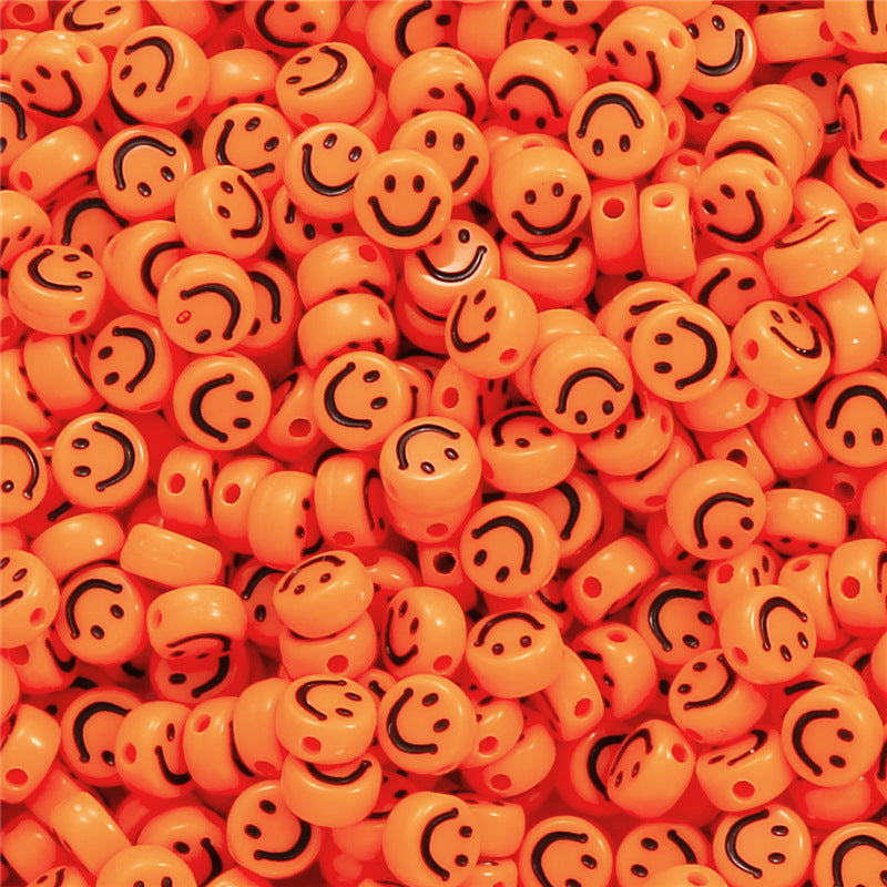 Smiling Face Flat Acrylic Beads 7x4mm Colorful Mixed 200pcs 11