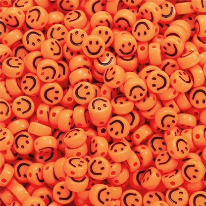 Smiling Face Flat Acrylic Beads 7x4mm Colorful Mixed 200pcs 11