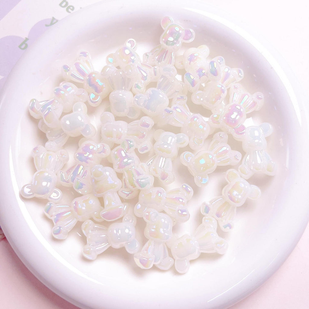 Glow In The Dark Jelly Bear Acrylic Beads 24mm Iridescent Plated 10pcs 6