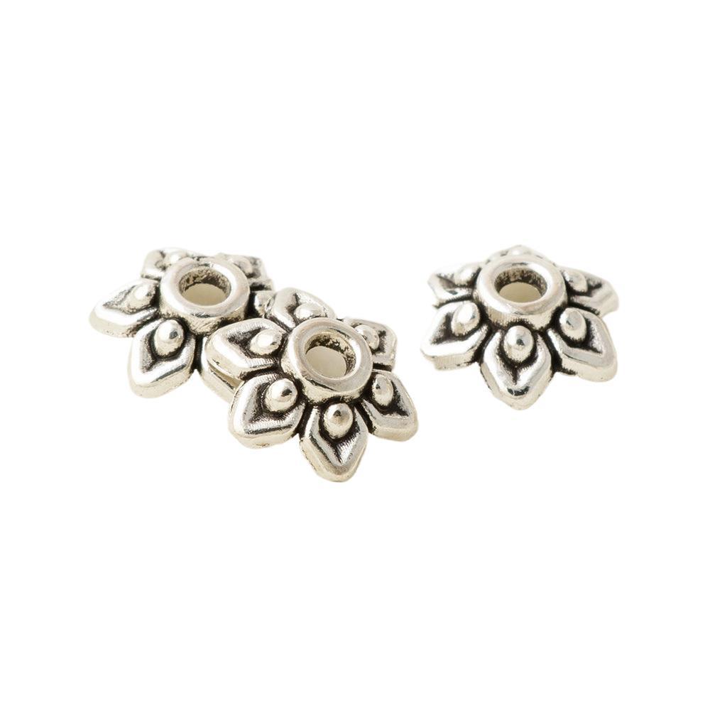 Alloy Flower Bead Caps 8mm Vintage Chubby Six-Petal Tibetan 200pcs 2