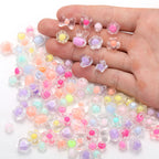 Transparent Flower Acrylic Beads Candy Color Mixed Shapes 100pcs 4
