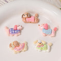 Plating Cute Puppy Resin Beads 26mm Pastel Plaid 10pcs 2