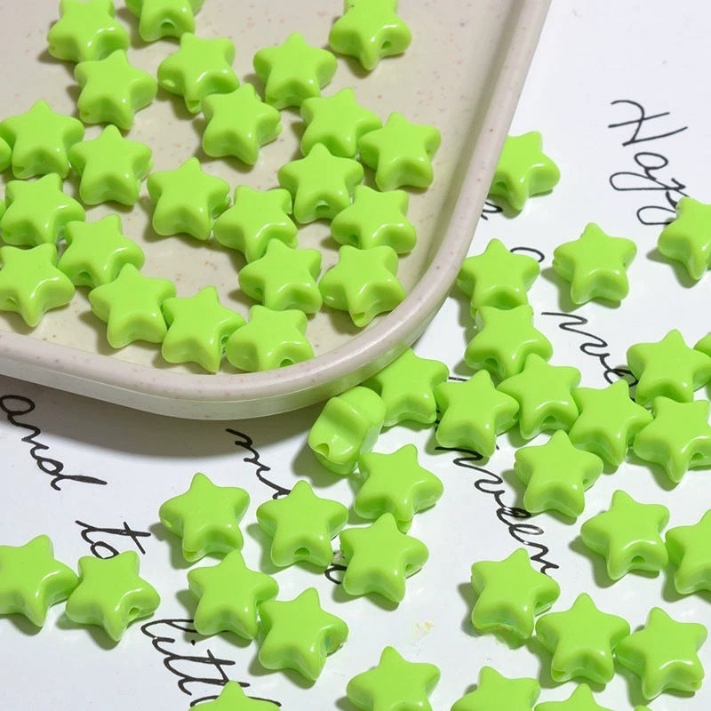 Glow Star Acrylic Beads 11mm Glossy Vibrant Colors 50pcs 14