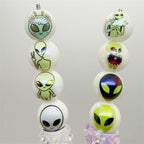 Plating Round Acrylic Beads 16mm Alien Design Mixed Colors 50pcs 3