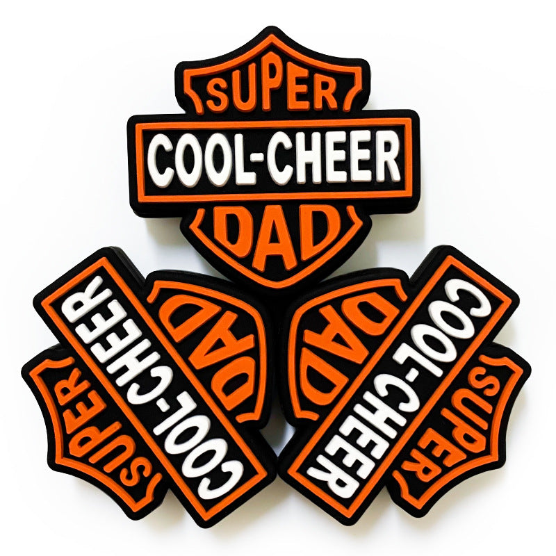 Silicone Focal Beads Dad Super Cool Cheer Badge Retro Shield 20pcs 4