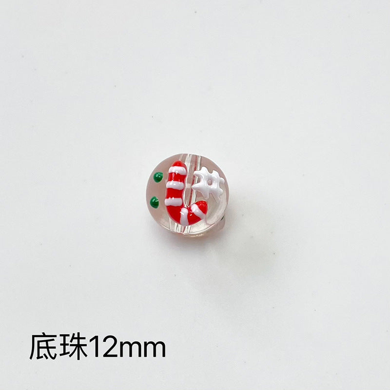 Hand Painted Christmas Enamel Glass Beads 12mm 14mm 1pc 21