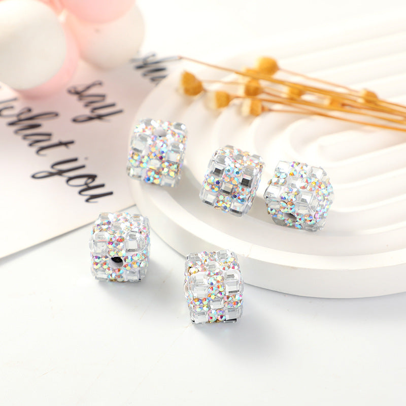 Polymer Clay Cube Rhinestone Beads 16mm Christmas Gift 30pcs 11